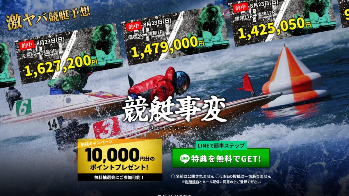 競艇事変の公式サイト画面