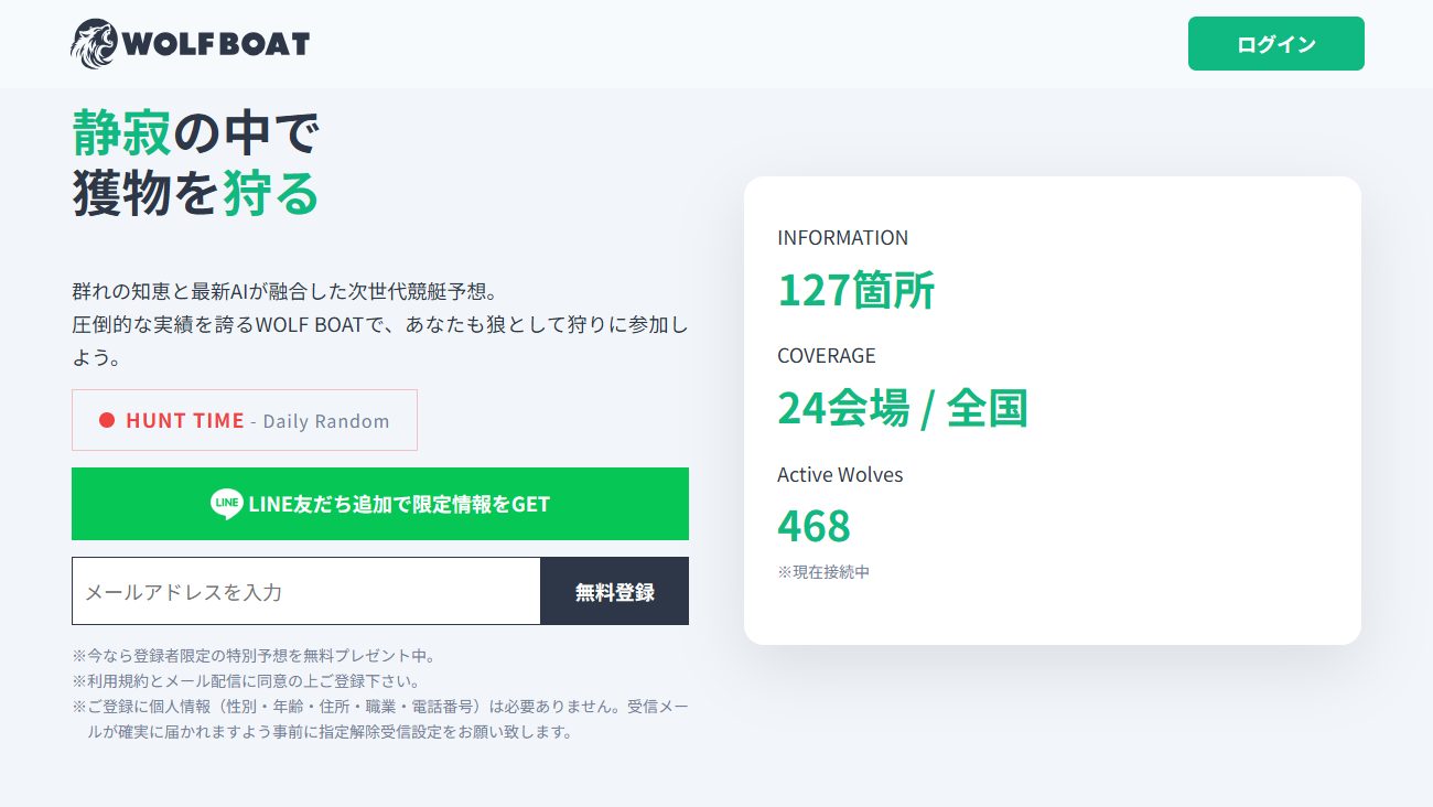 WOLF BOATの公式サイト画面
